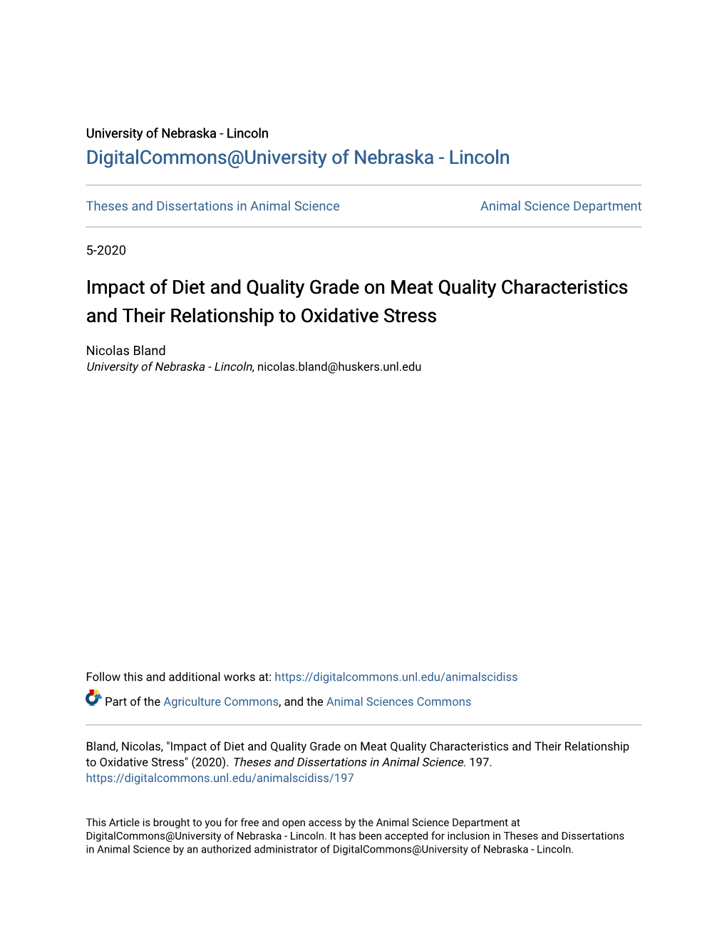 Impact of Diet and Quality Grade on Meat Quality Characteristics and Their Relationship to Oxidative Stress