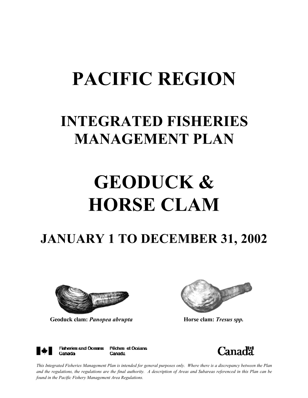 Pacific Region Geoduck & Horse Clam