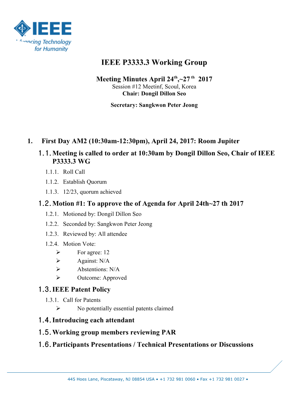 IEEE P3333.3 Working Group