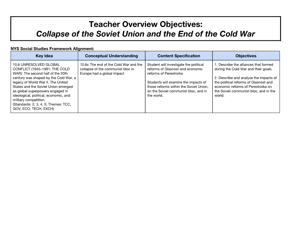 Collapse of the Soviet Union and the End of the Cold War