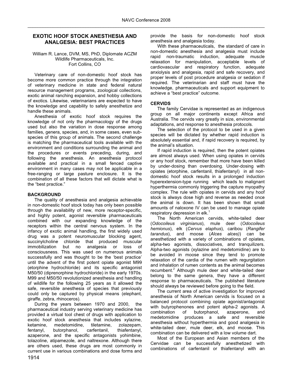 Exotic Hoof Stock Anesthesia and Analgesia