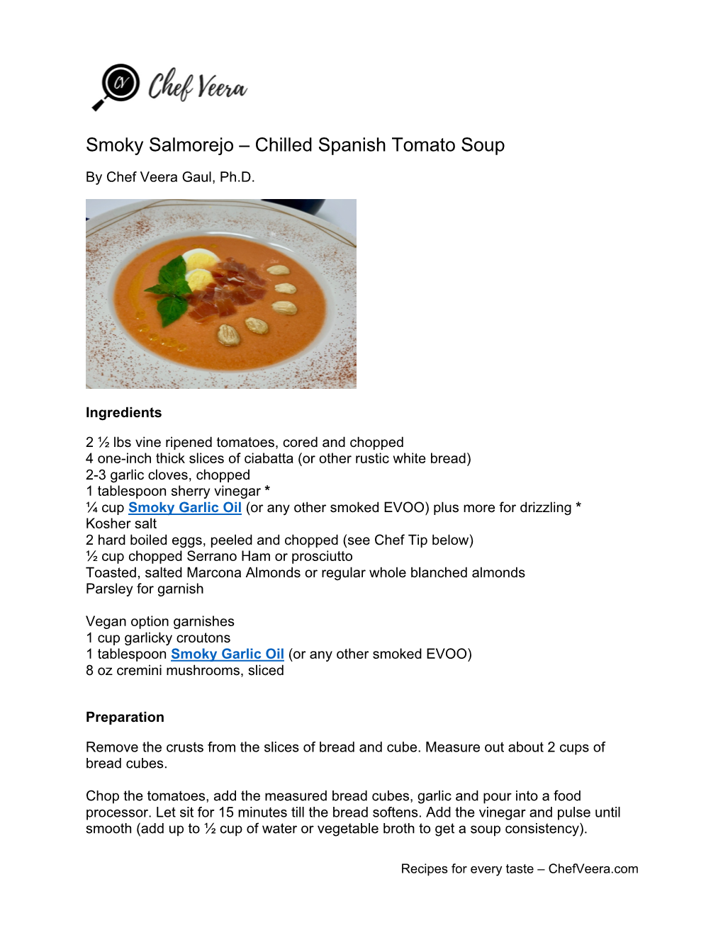 Smoky Salmorejo – Chilled Spanish Tomato Soup