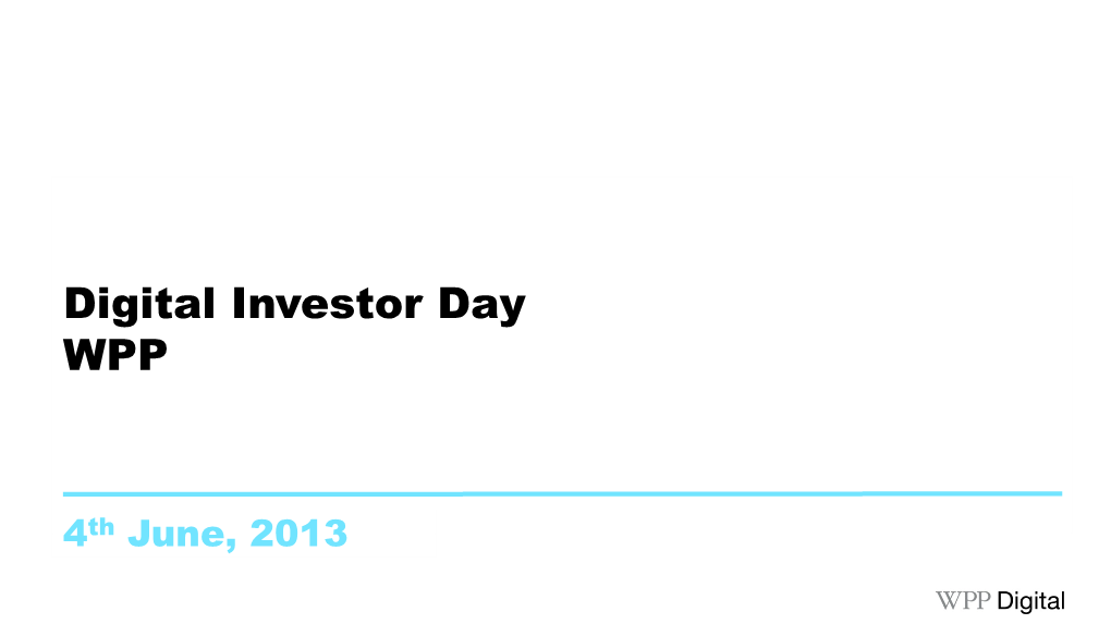 Digital Investor Day WPP