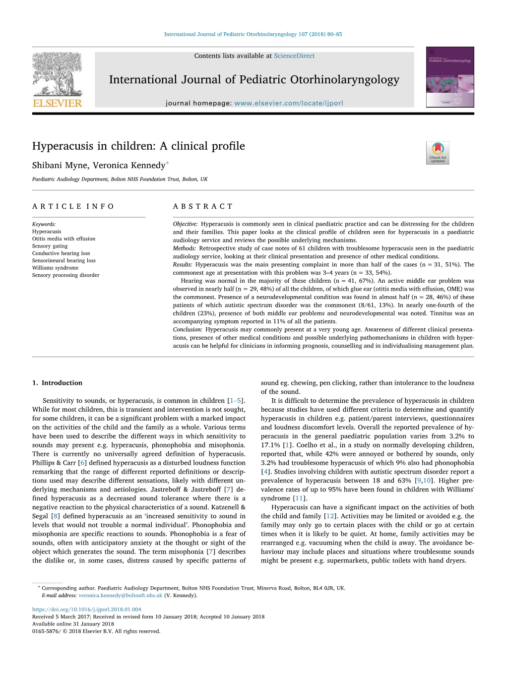 Hyperacusis in Children a Clinical Profile