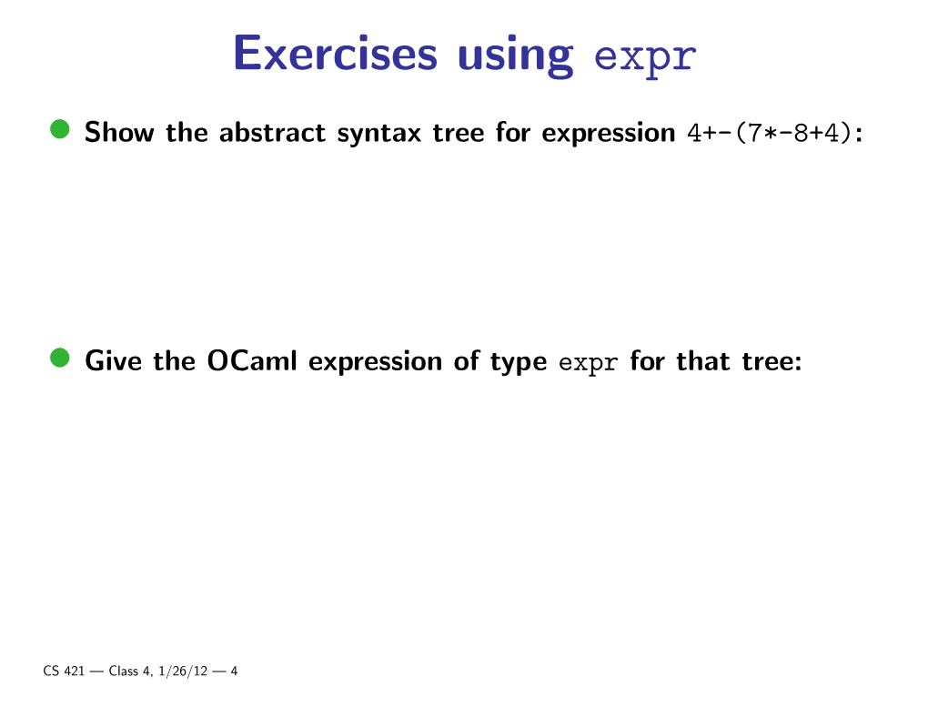 Exercises Using Expr