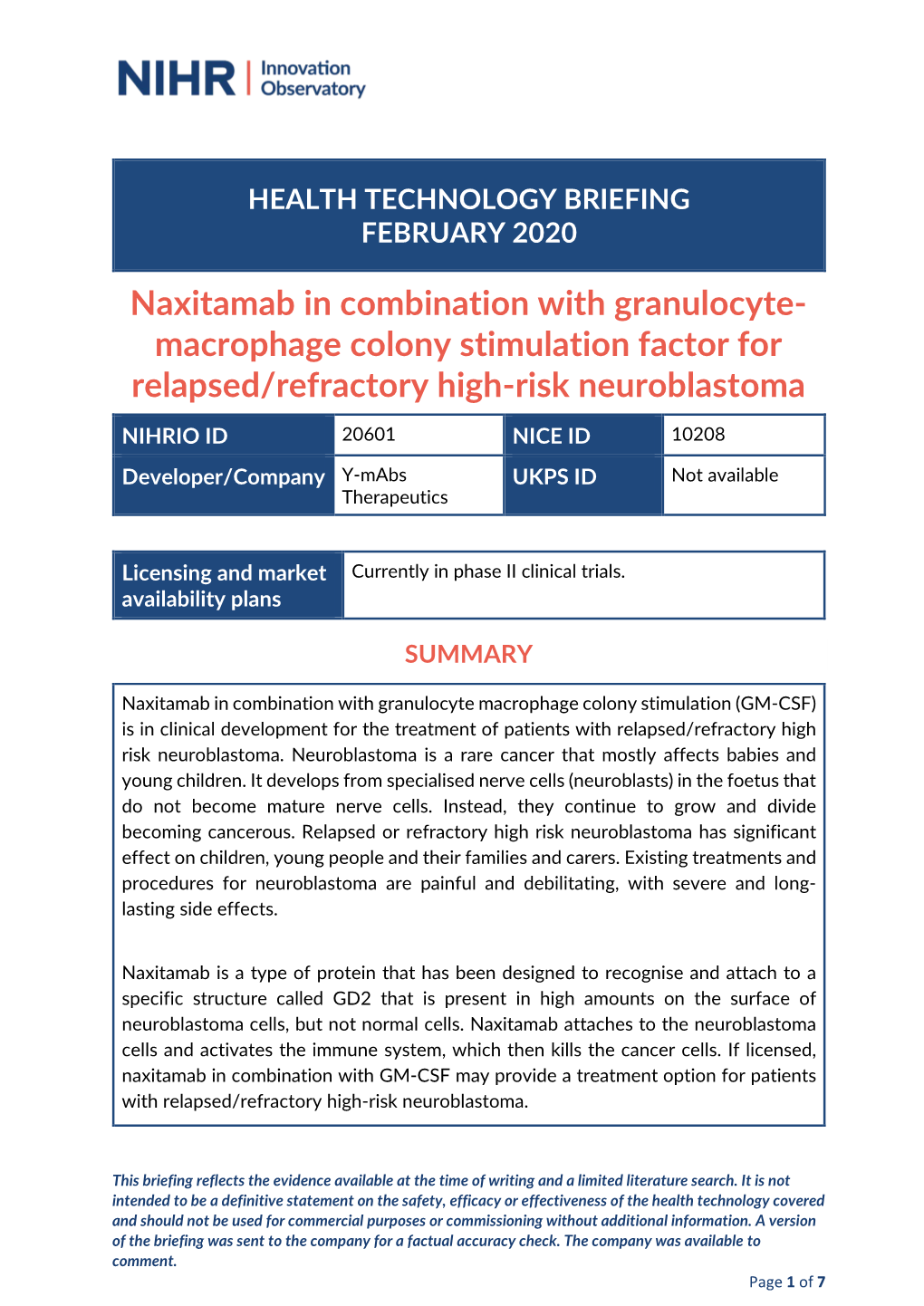 Macrophage Colony Stimulation Factor for Relapsed/Refractory High-Risk Neuroblastoma