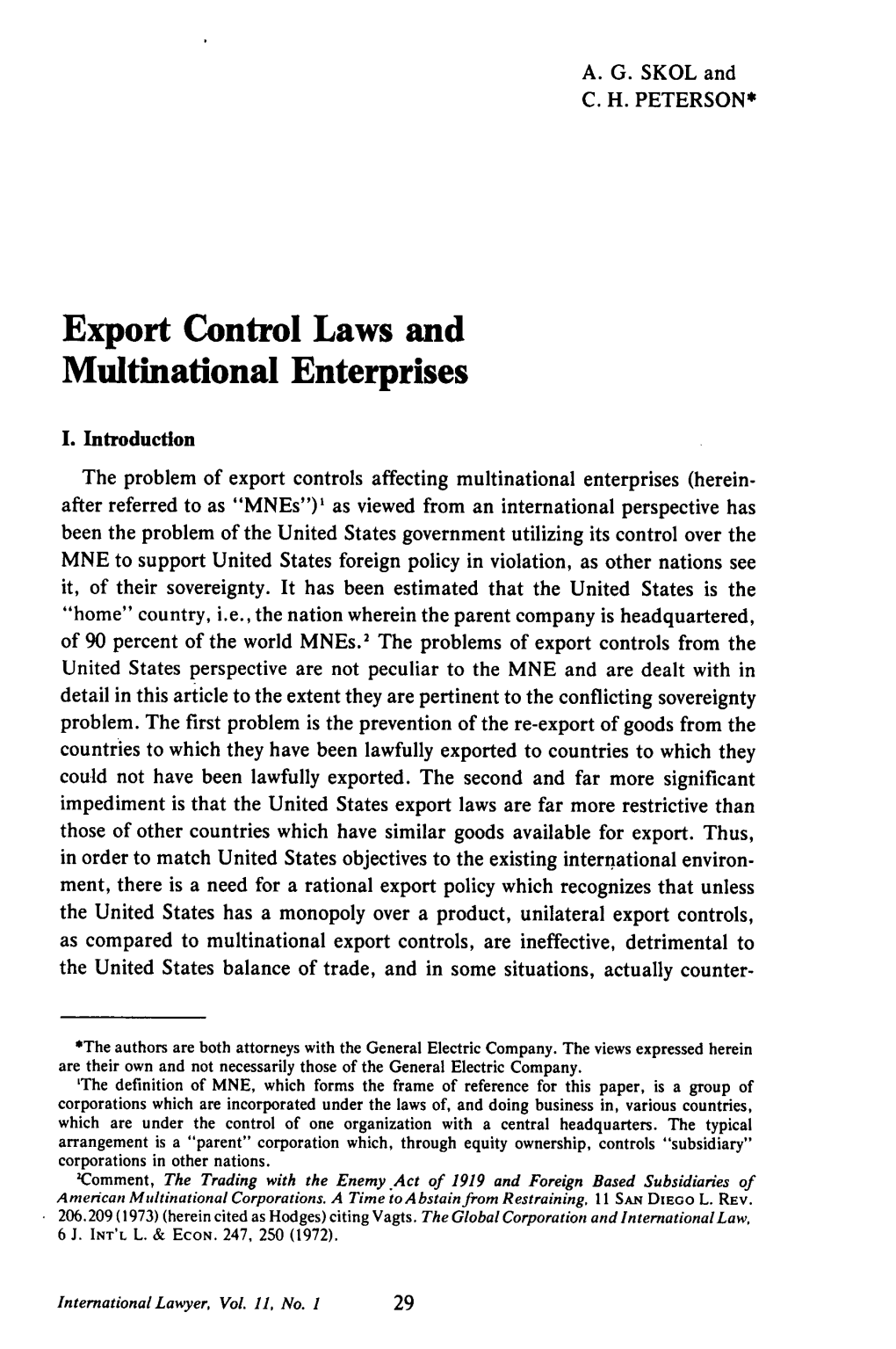Export Control Laws and Multinational Enterprises