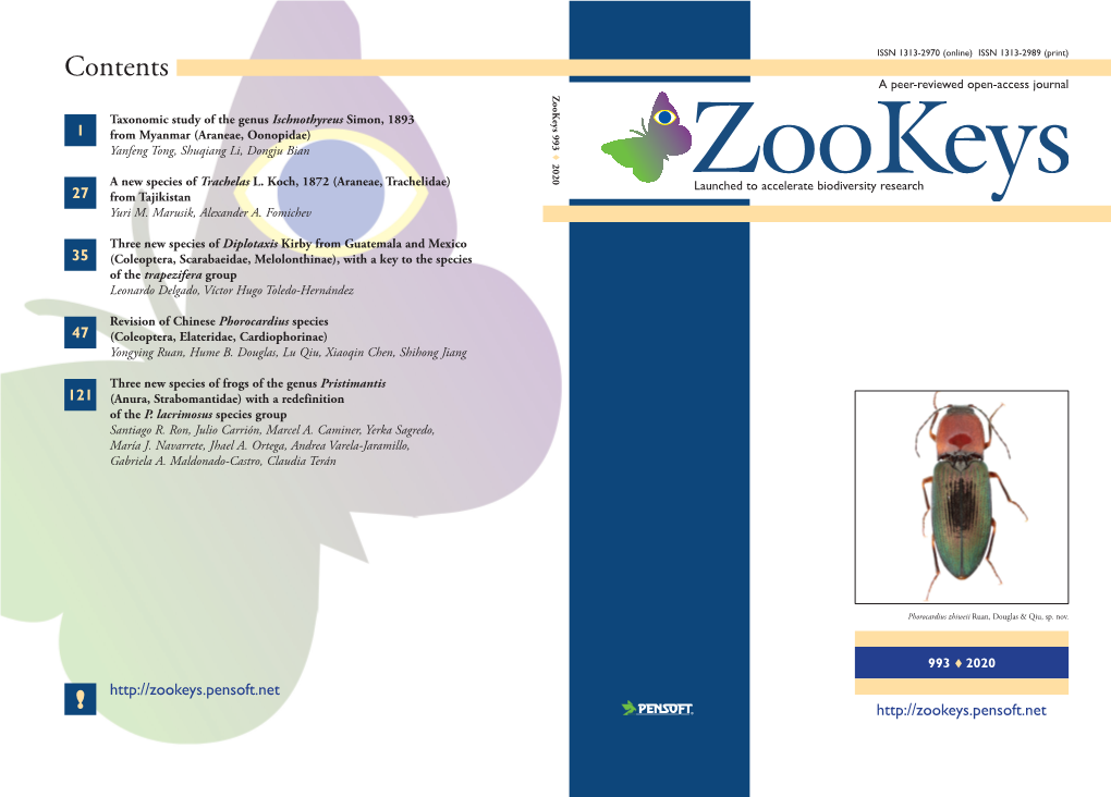 Contents a Peer-Reviewed Open-Access Journal Zookeys 993