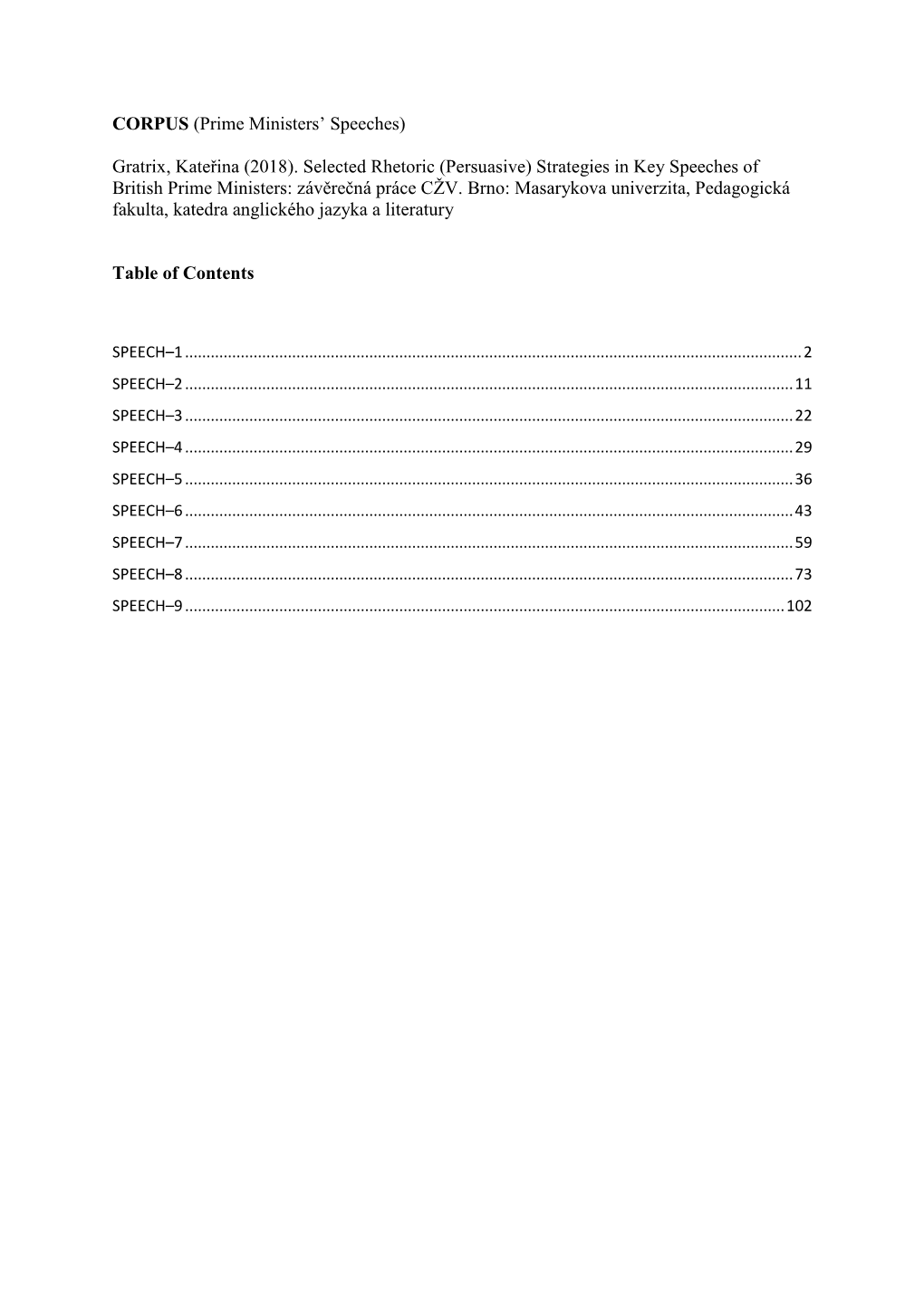 CORPUS (Prime Ministers’ Speeches)