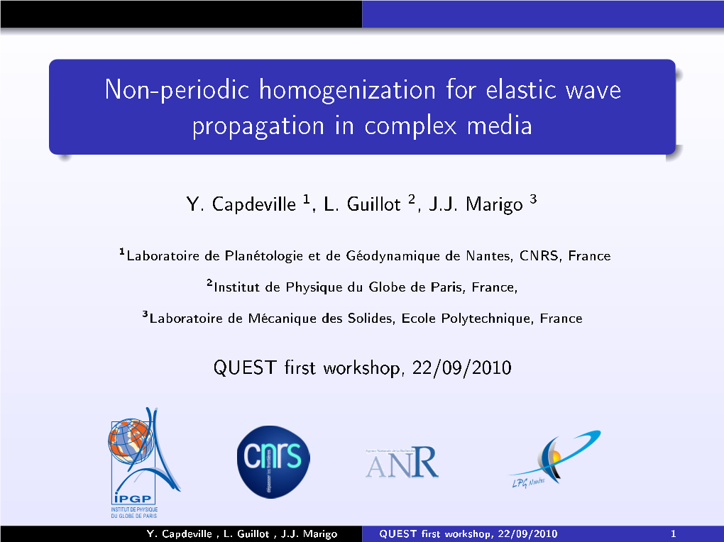 Non-Periodic Homogenization for Elastic Wave Propagation in Complex Media