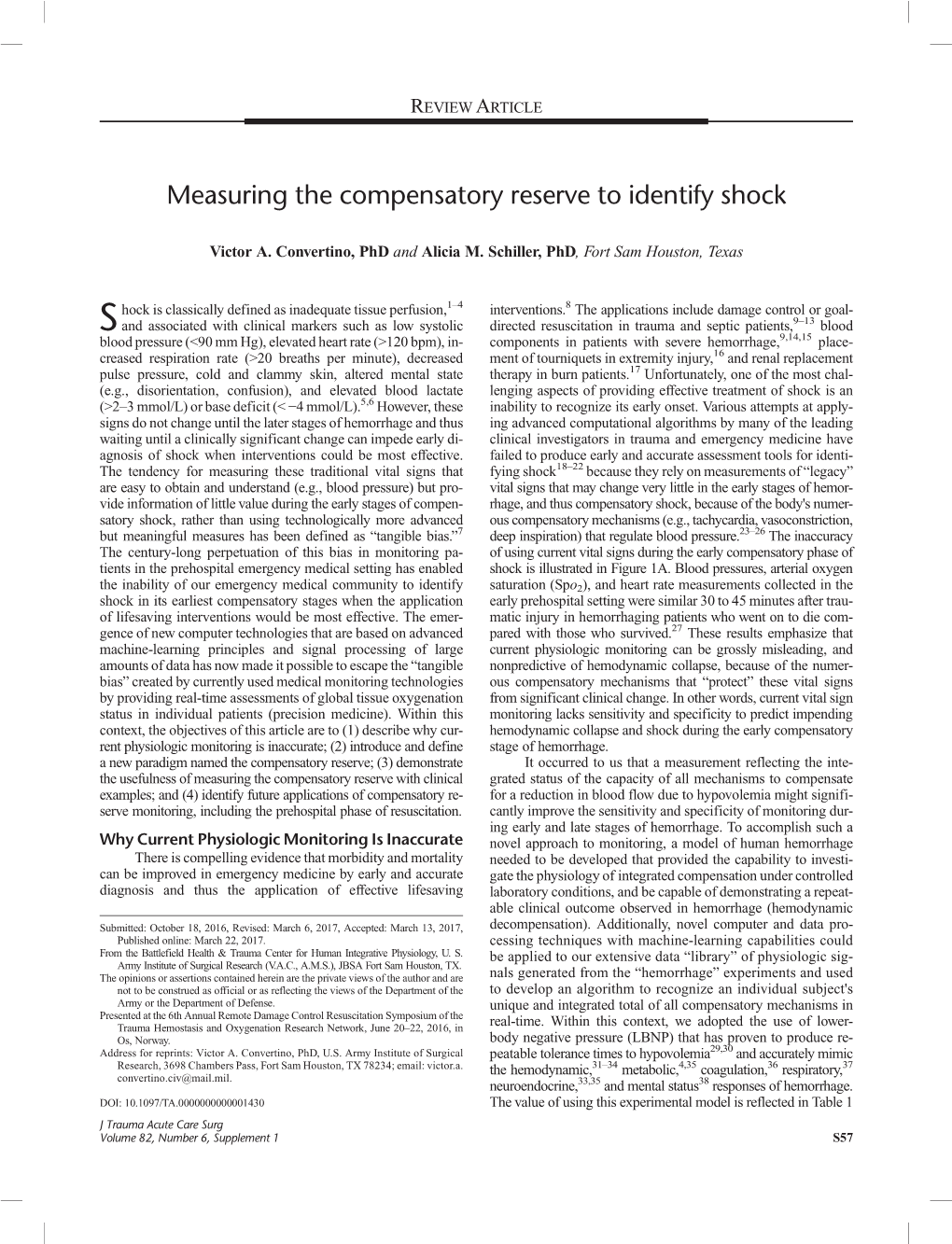 Measuring the Compensatory Reserve to Identify Shock