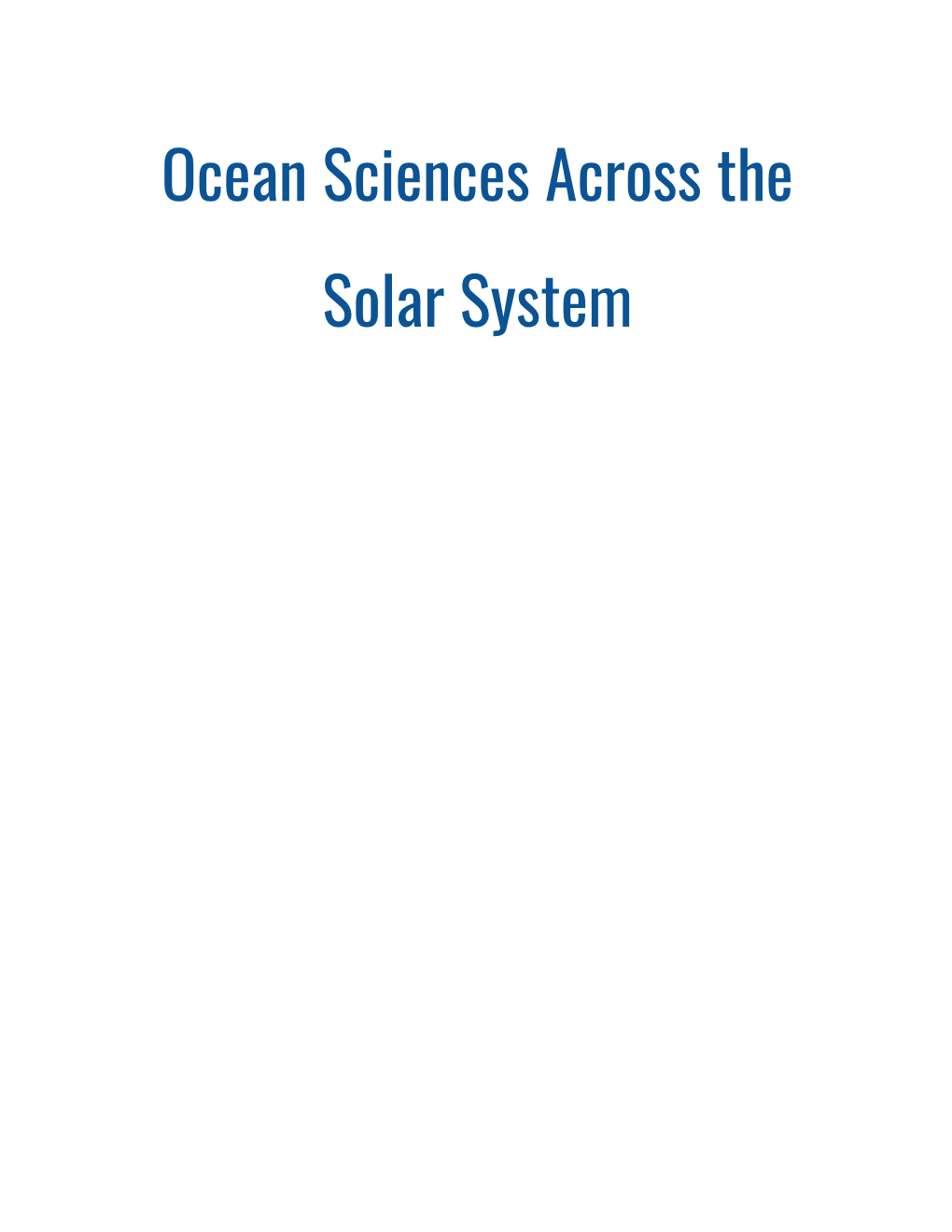 Ocean Sciences Across the Solar System