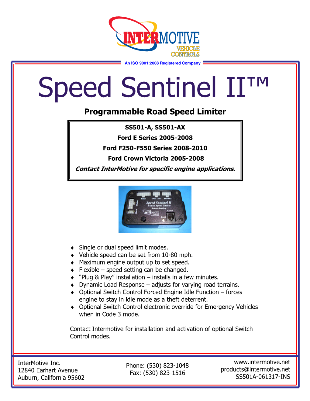 Speed Sentinel II™ Programmable Road Speed Limiter