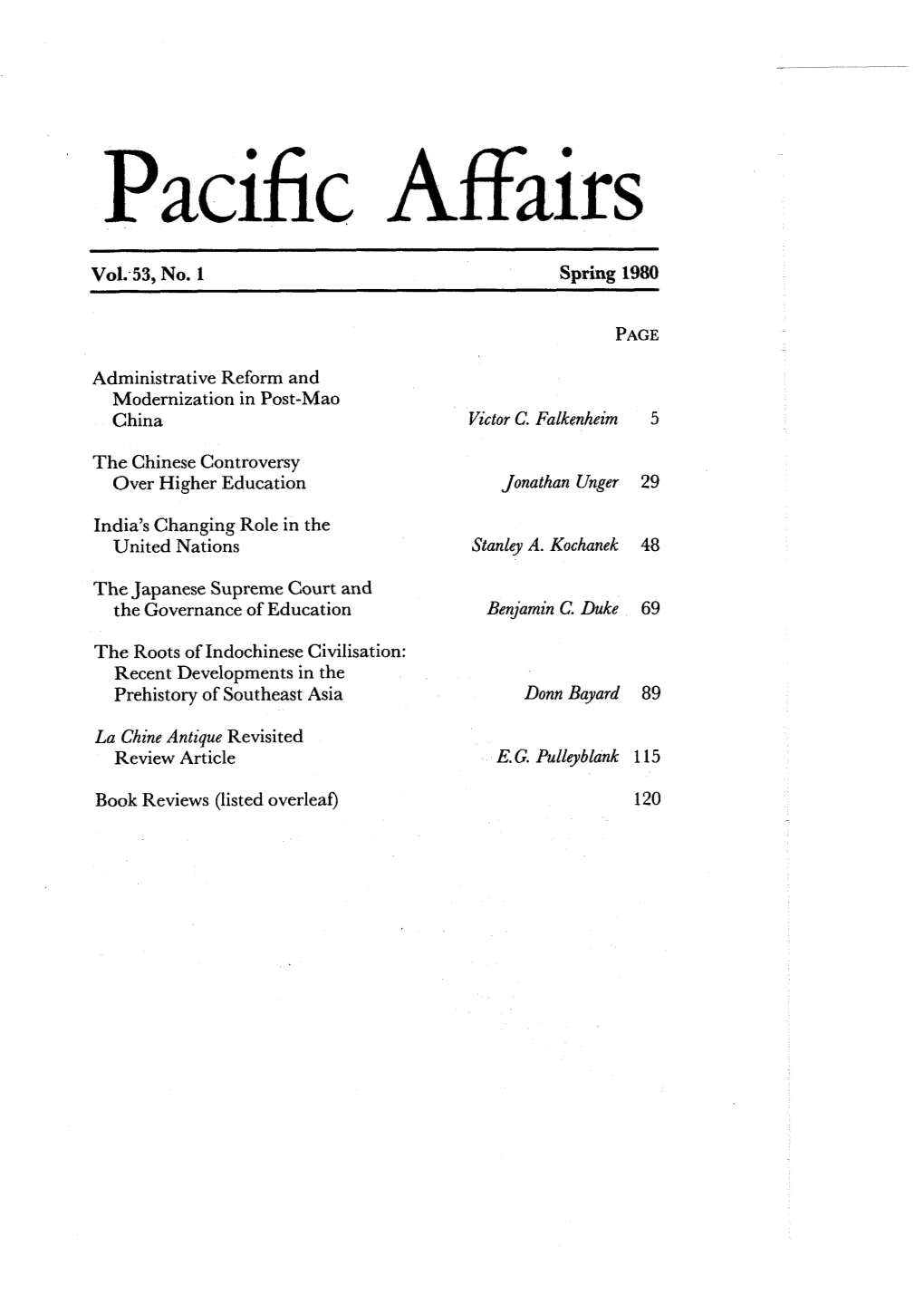 Pacific Affairs