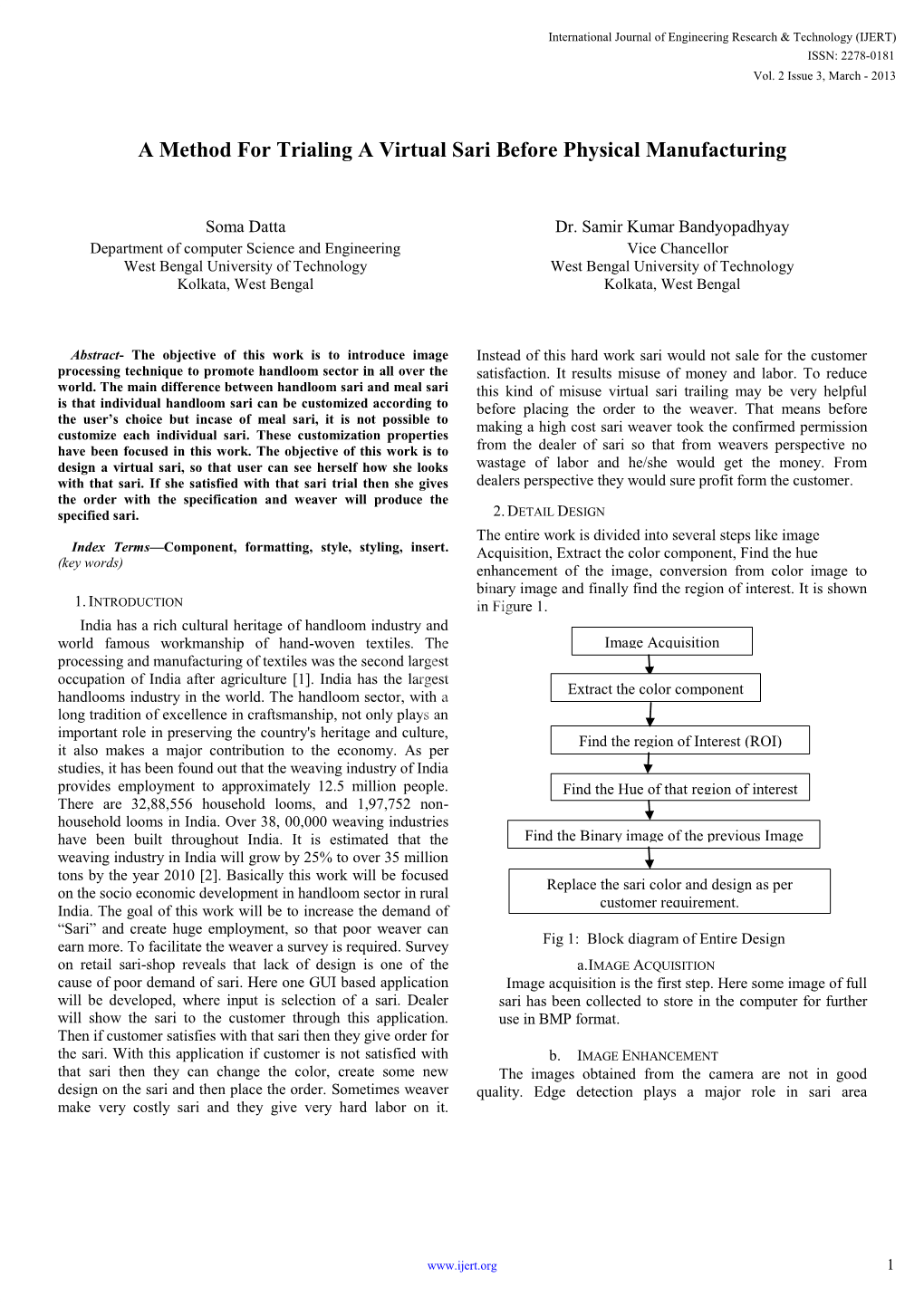 A Method for Trialing a Virtual Sari Before Physical Manufacturing