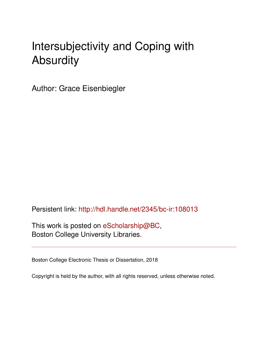 Intersubjectivity and Coping with Absurdity