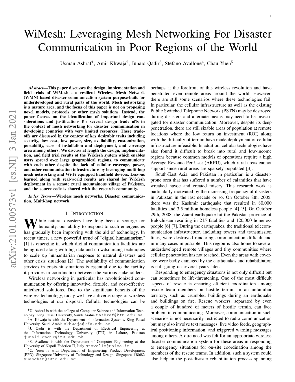 Leveraging Mesh Networking for Disaster Communication in Poor Regions of the World