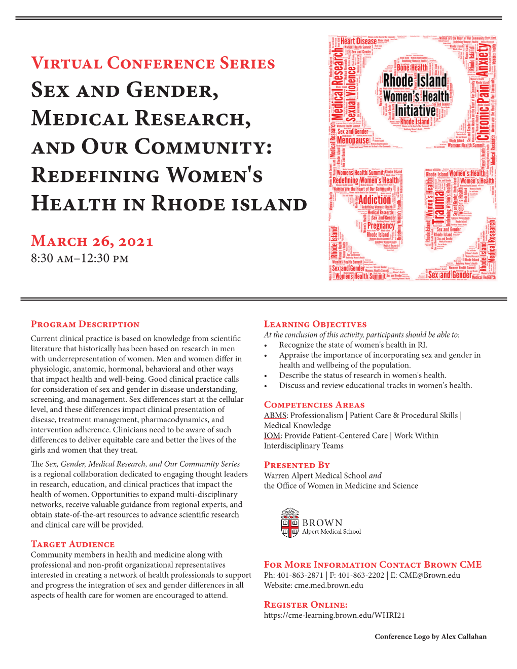 Redefining Women's Health in Rhode Island March 26, 2021 8:30 Am–12:30 Pm