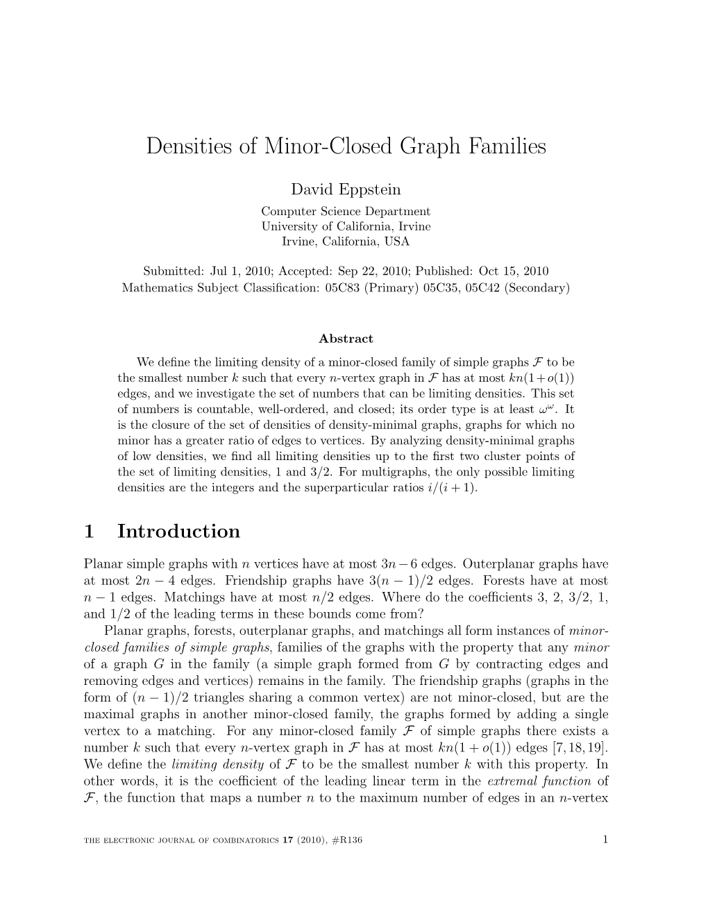 Densities of Minor-Closed Graph Families