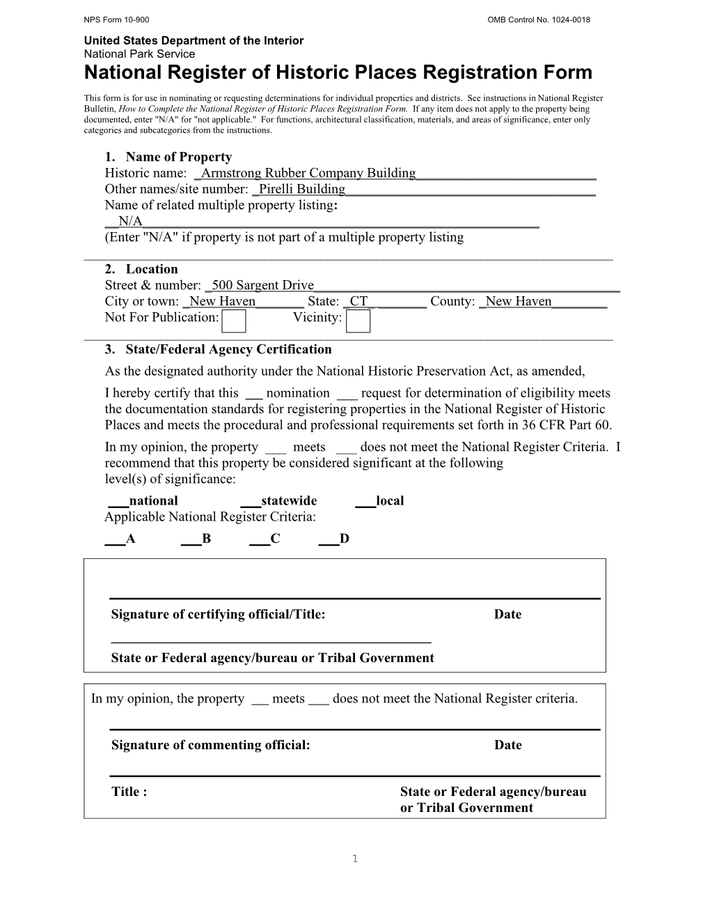 National Register of Historic Places Registration Form