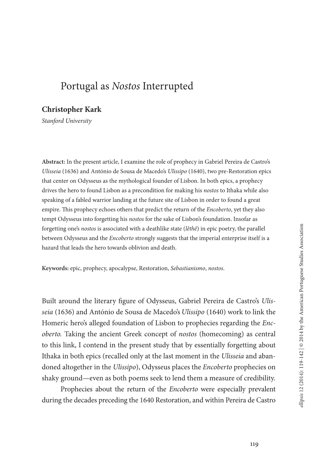 Portugal As Nostos Interrupted