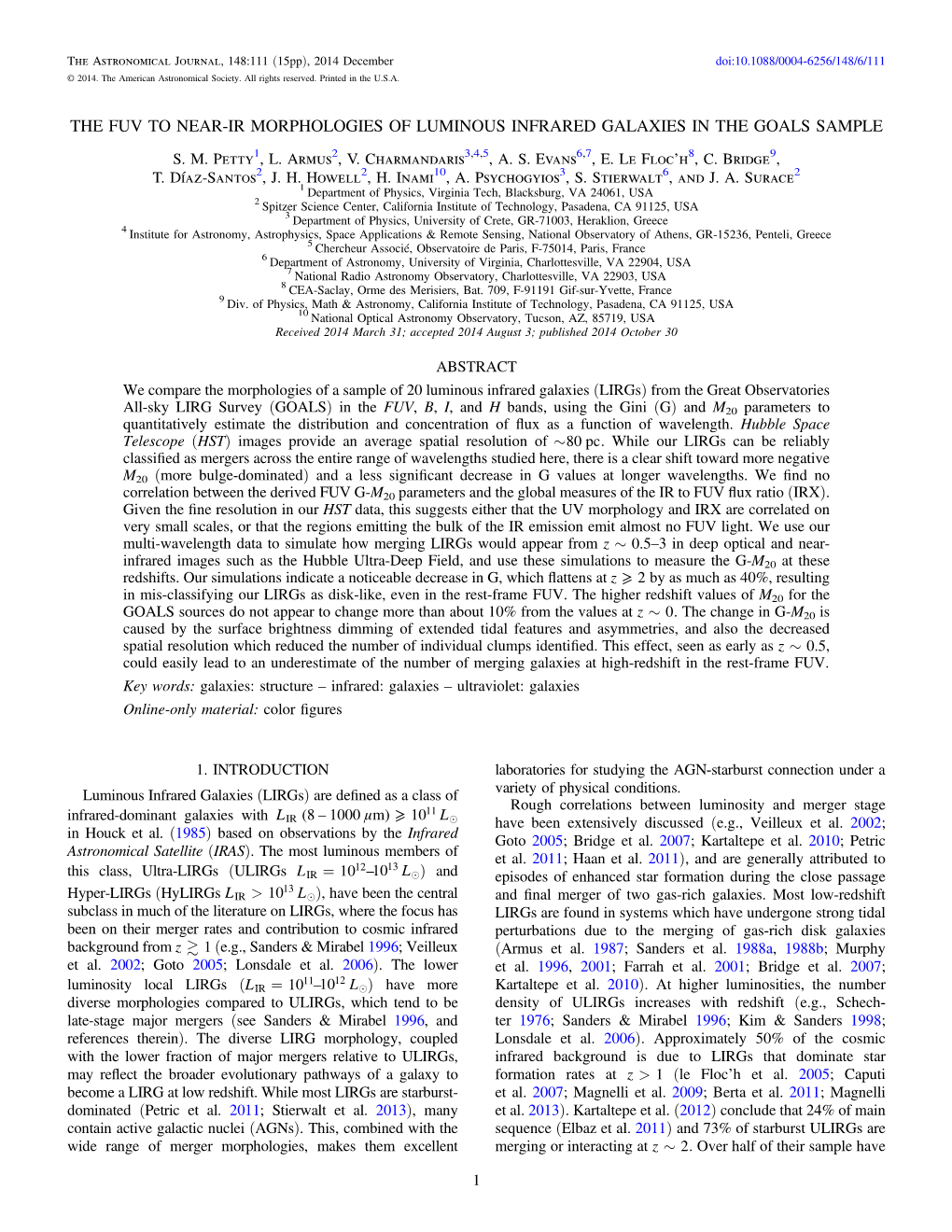 The Fuv to Near-Ir Morphologies of Luminous Infrared Galaxies in the Goals Sample S