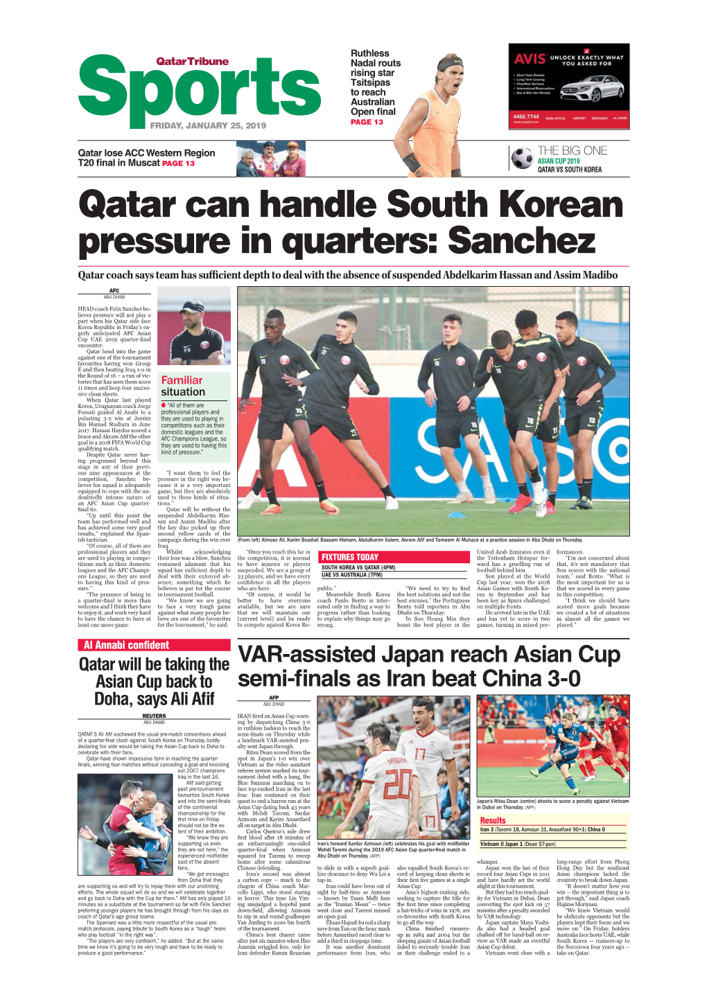 Sanchez Qatar Coach Says Team Has Sufficient Depth to Deal with the Absence of Suspended Abdelkarim Hassan and Assim Madibo AFC ABU DHABI