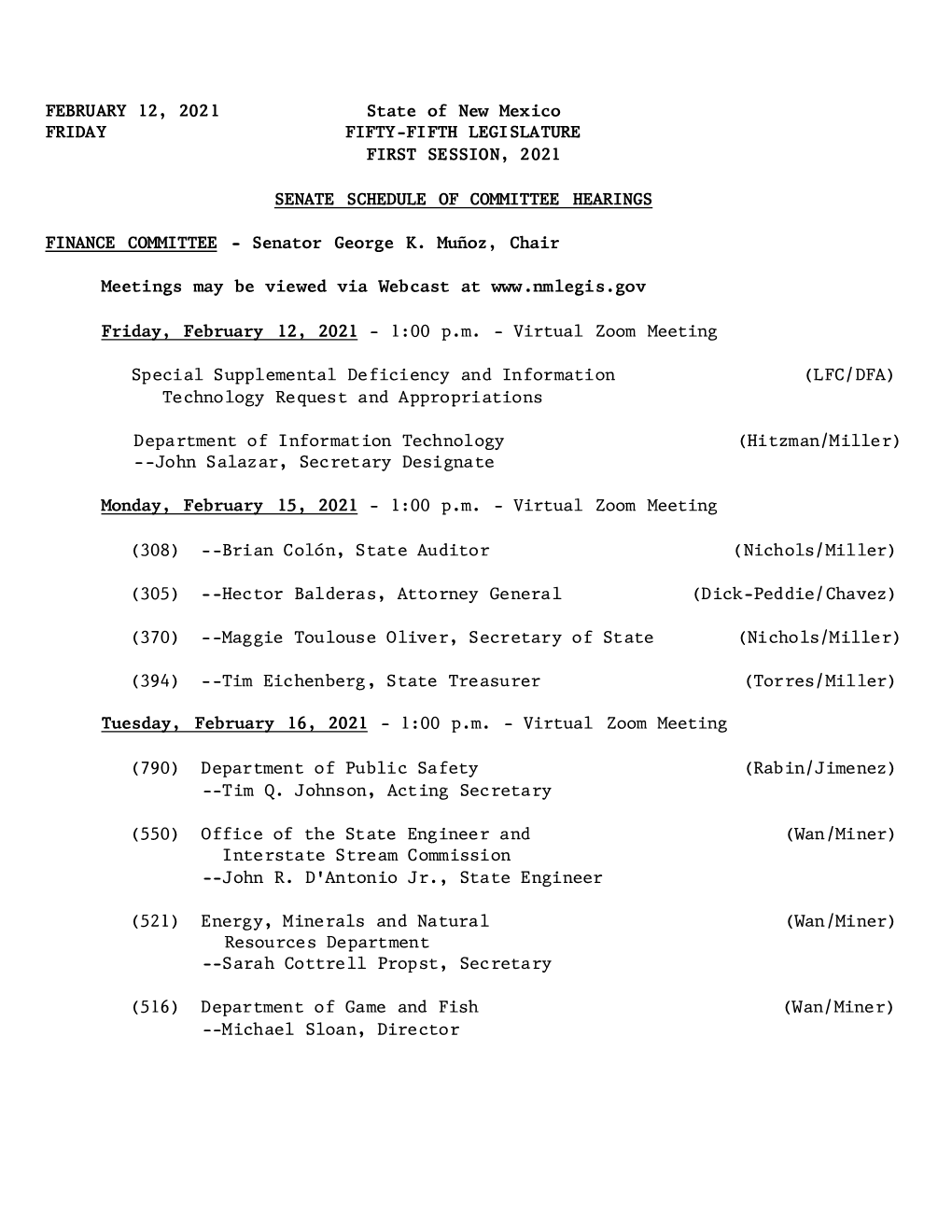 FEBRUARY 12, 2021 State of New Mexico FRIDAY FIFTY-FIFTH LEGISLATURE FIRST SESSION, 2021