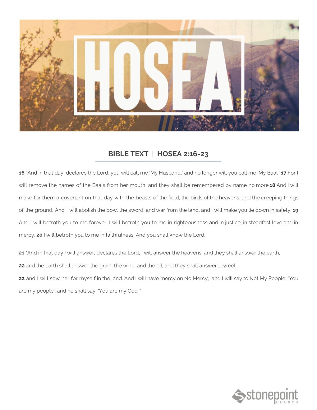 Bible Text ​ |​ Hosea 2:16-23