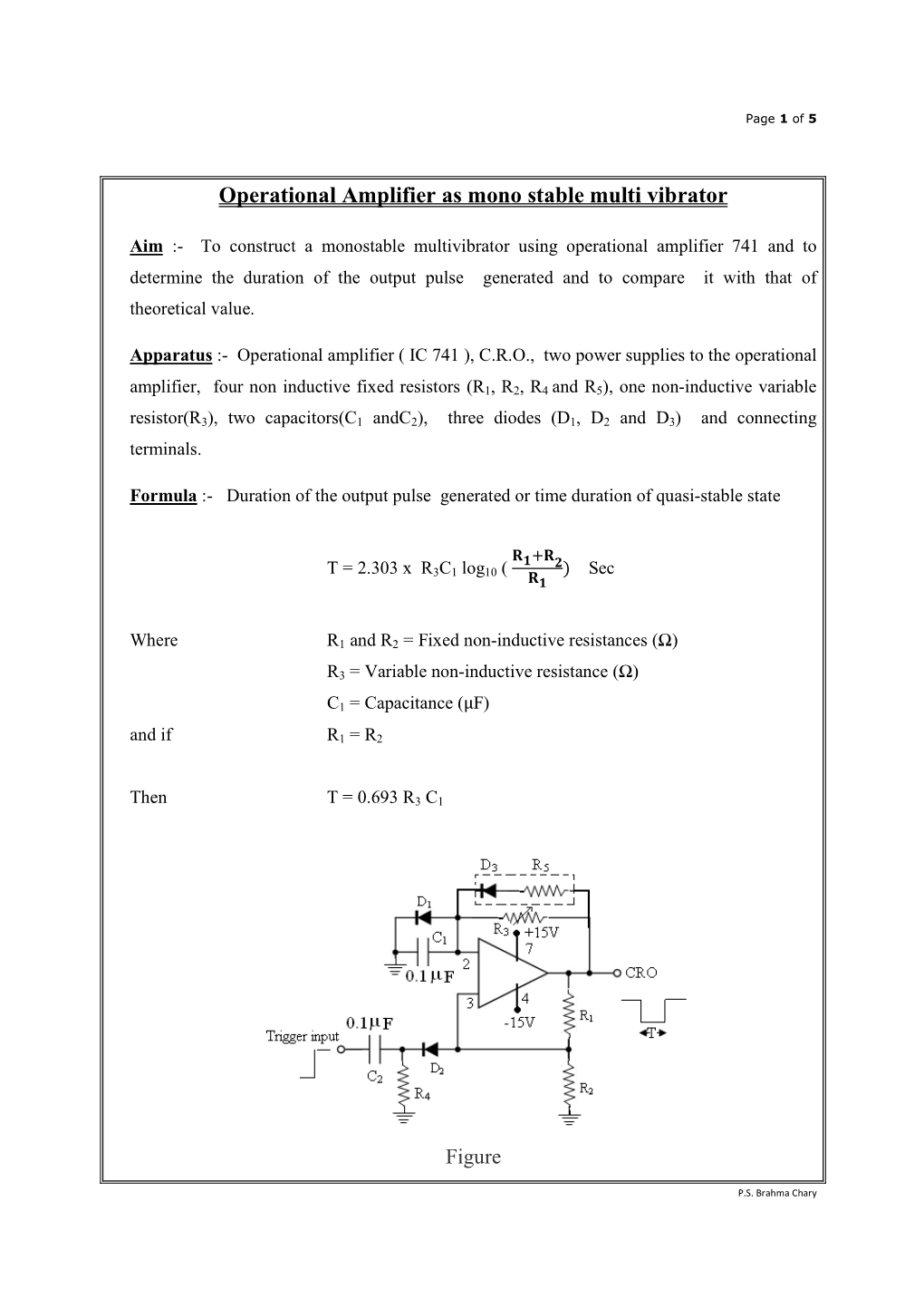 Operational Amplifier 741 As Monostable Multivibrator