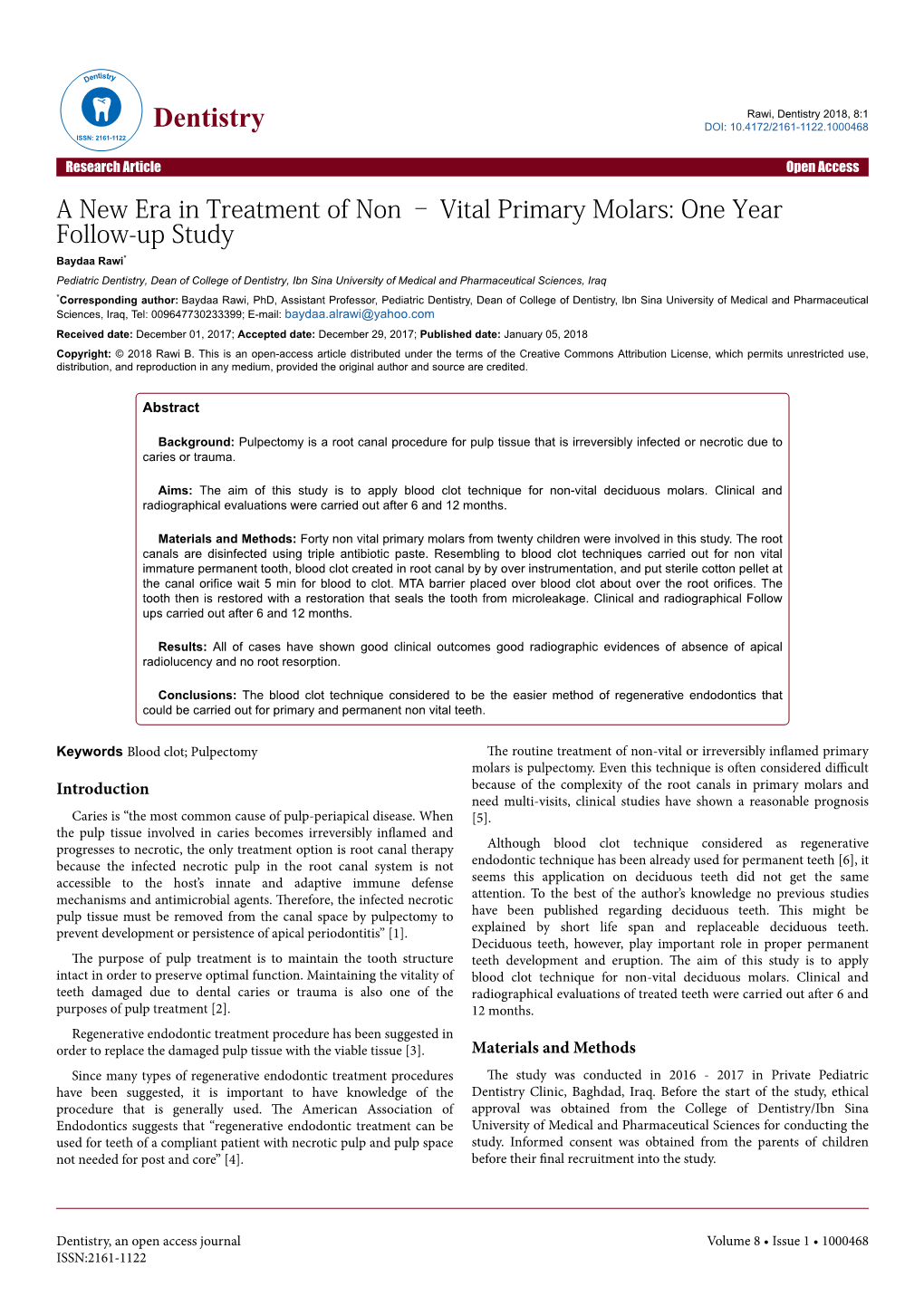 Vital Primary Molars