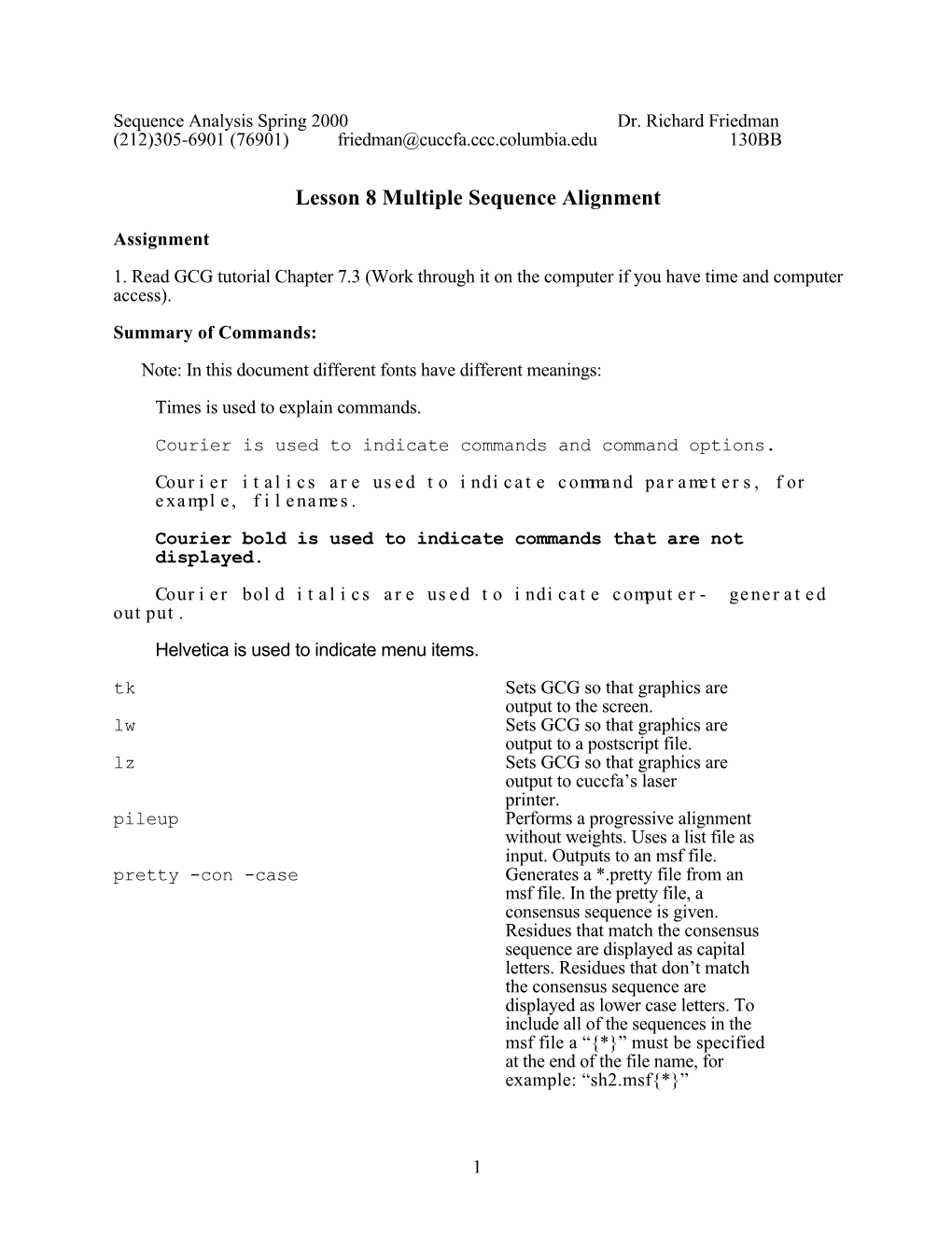 Lesson 8 Multiple Sequence Alignment