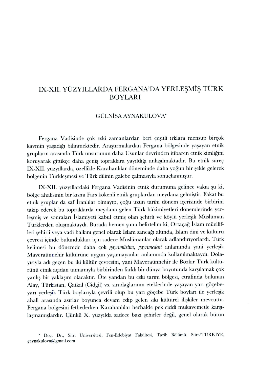 Ix-Xii. Yüzyillarda Fergana'da Yerleşmiş Türk Boylari