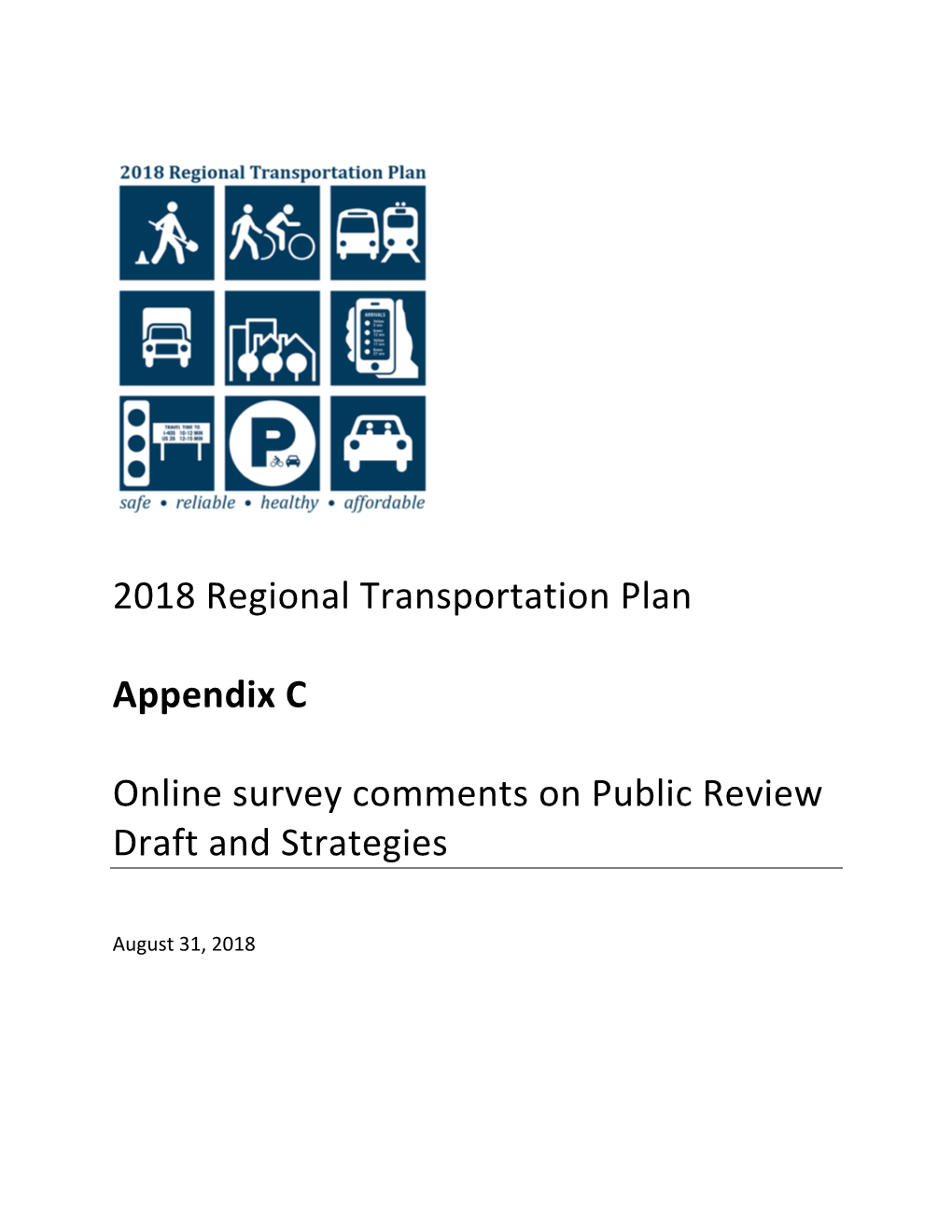 2018 Regional Transportation Plan Appendix C Online Survey