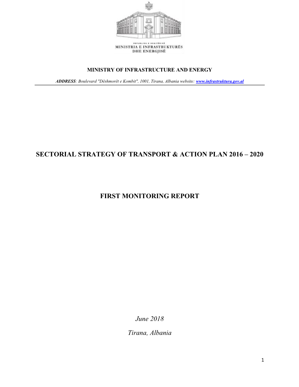 Sectorial Strategy of Transport & Action Plan 2016 – 2020