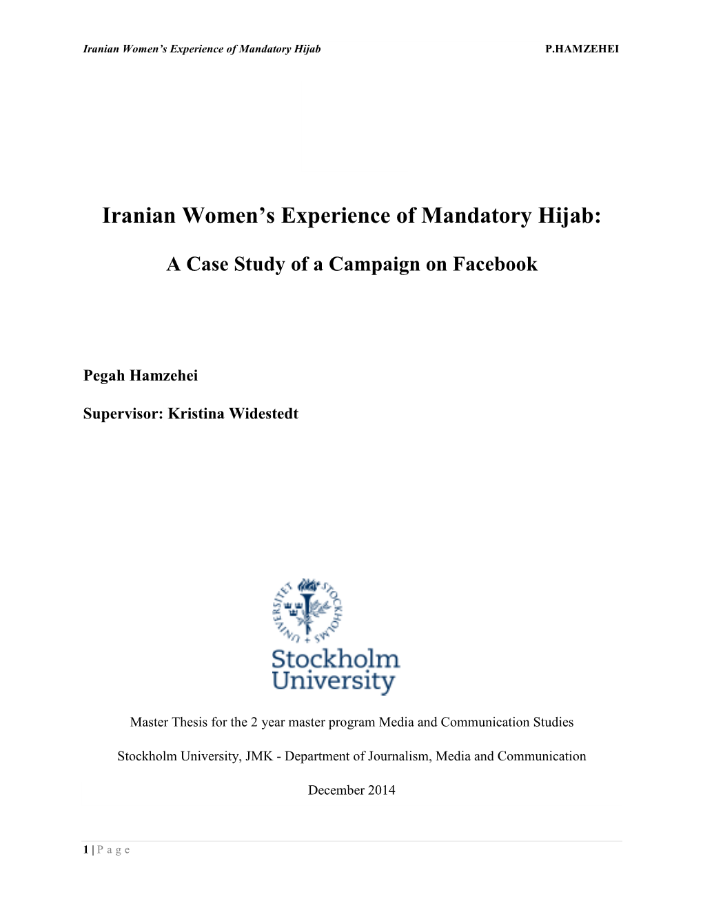 Iranian Women's Experience of Mandatory Hijab