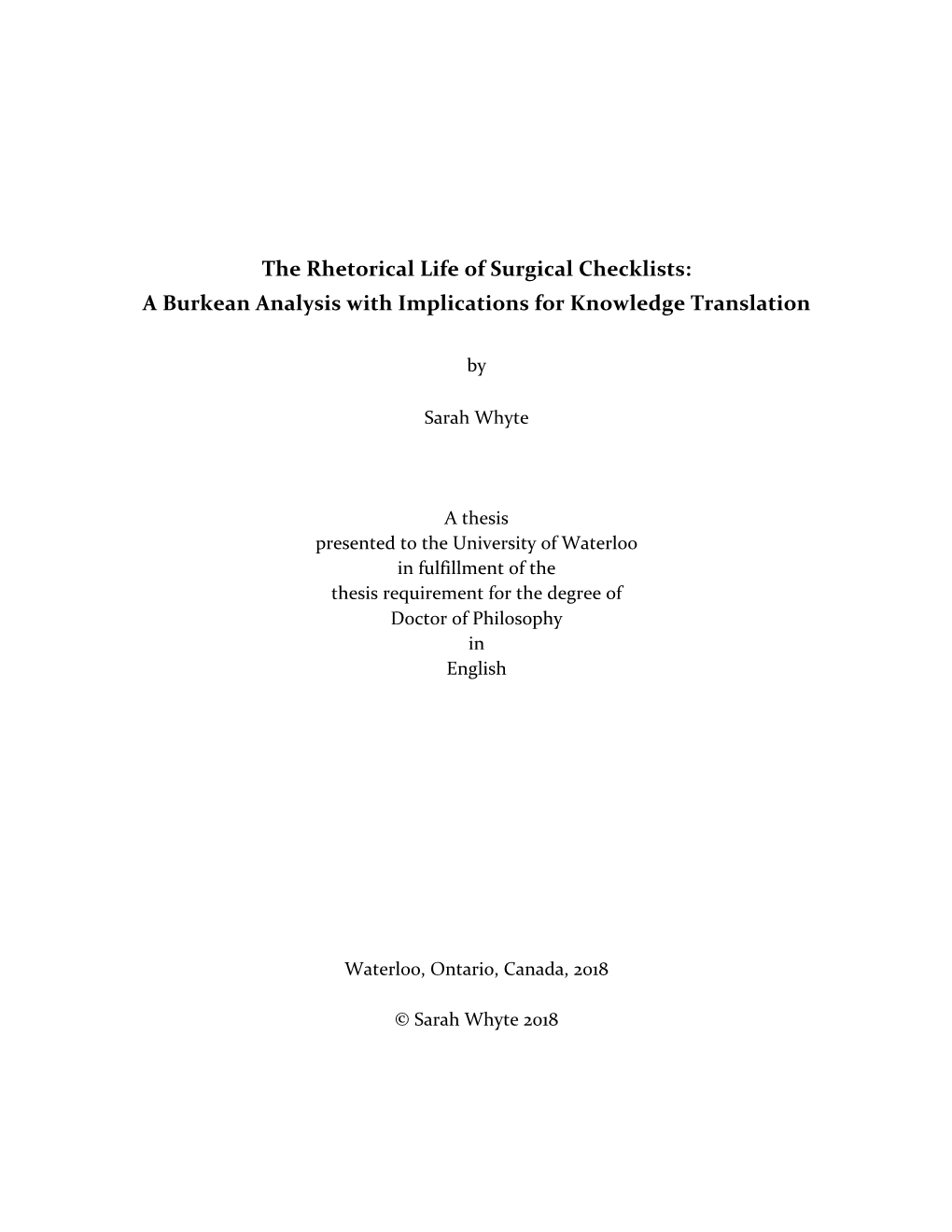 Sarah Whyte Dissertation Submitted 2018-09-04 Post-Defence Revisions