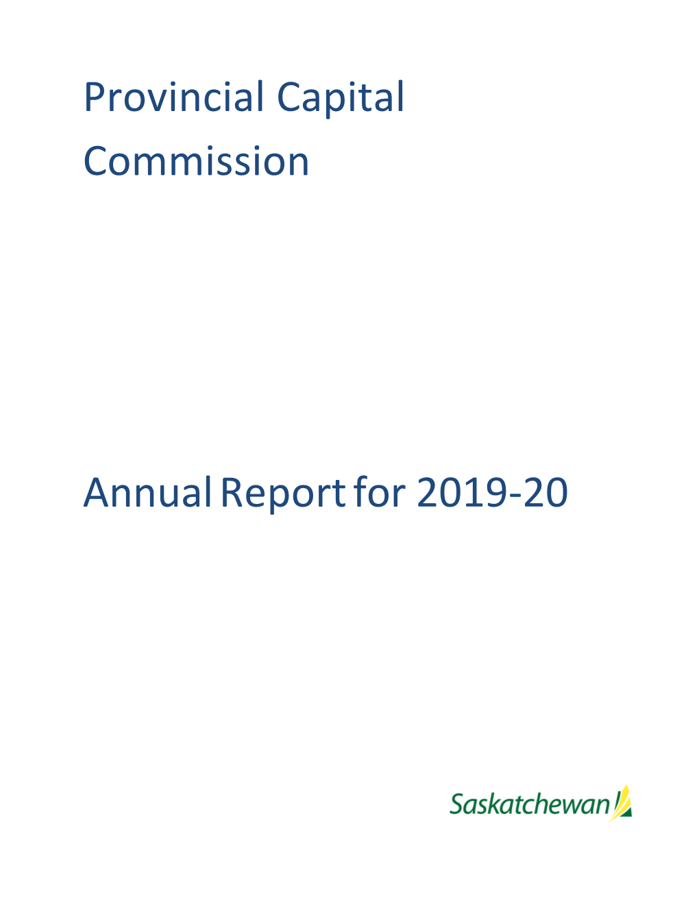 Provincial Capital Commission Annual Report for 2019-20