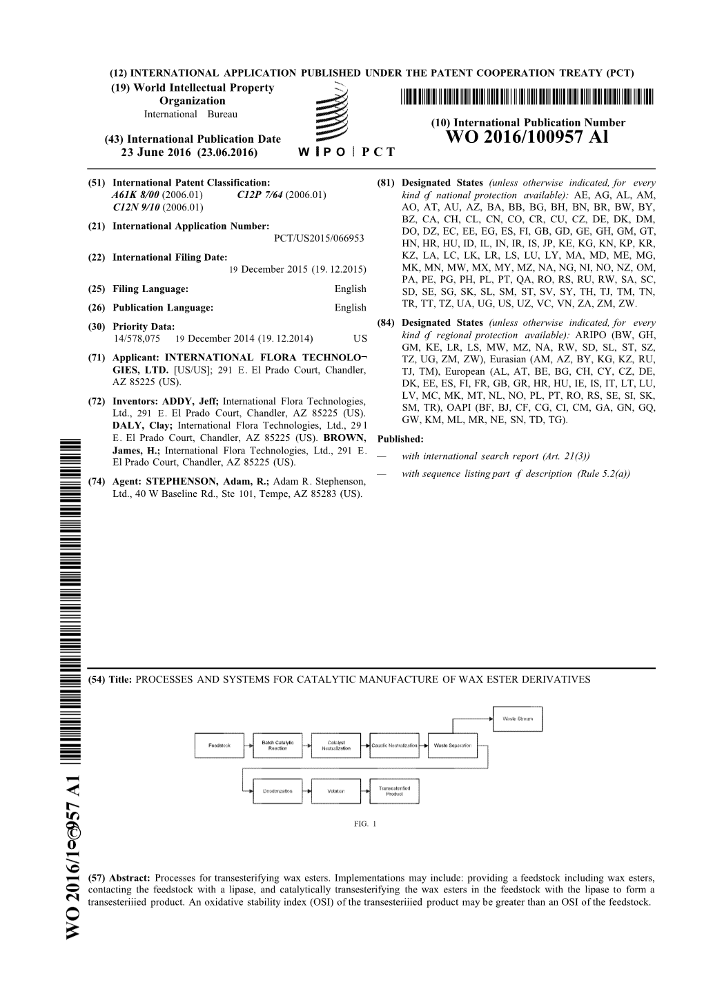 WO 2016/100957 Al 23 June 2016 (23.06.2016) W P O P C T
