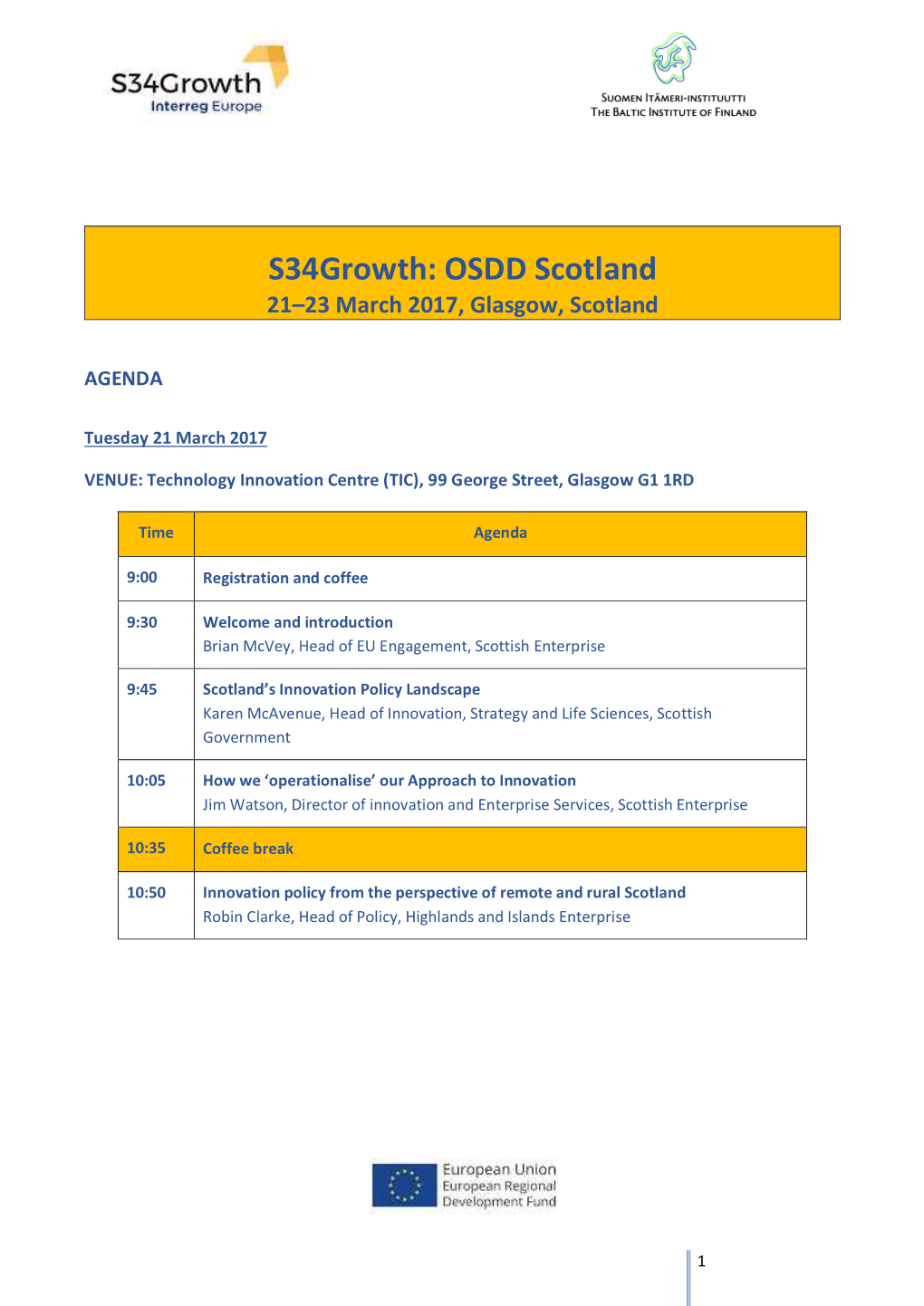 S34growth: OSDD Scotland 21–23 March 2017, Glasgow, Scotland