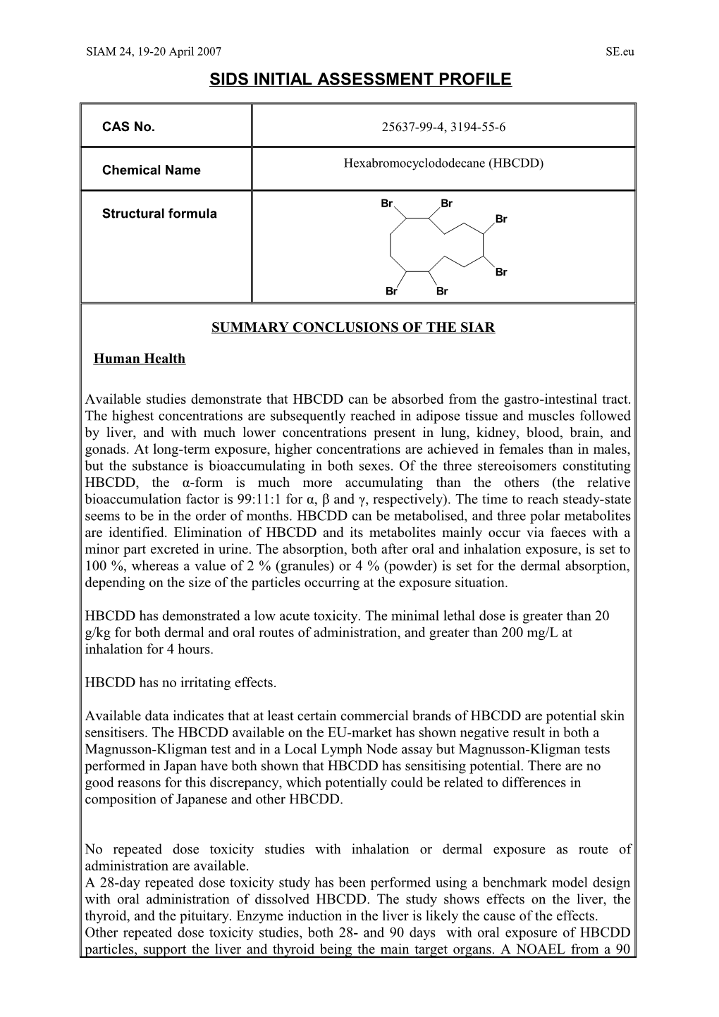 Sids Initial Assessment Profile