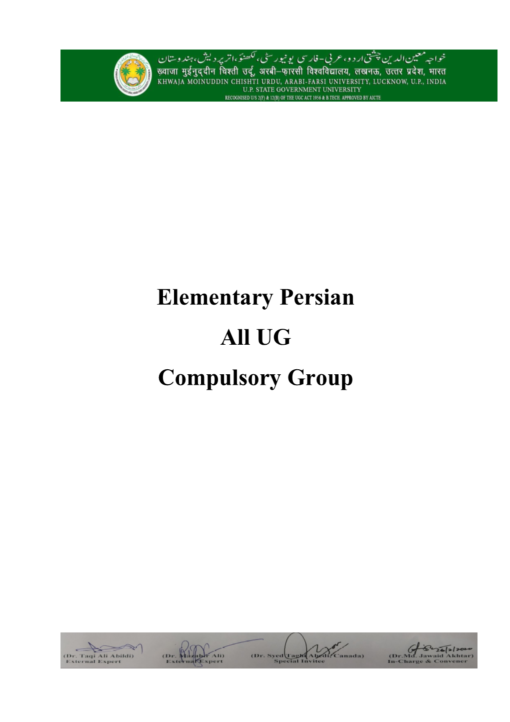 Elementary Persian All UG Compulsory Group