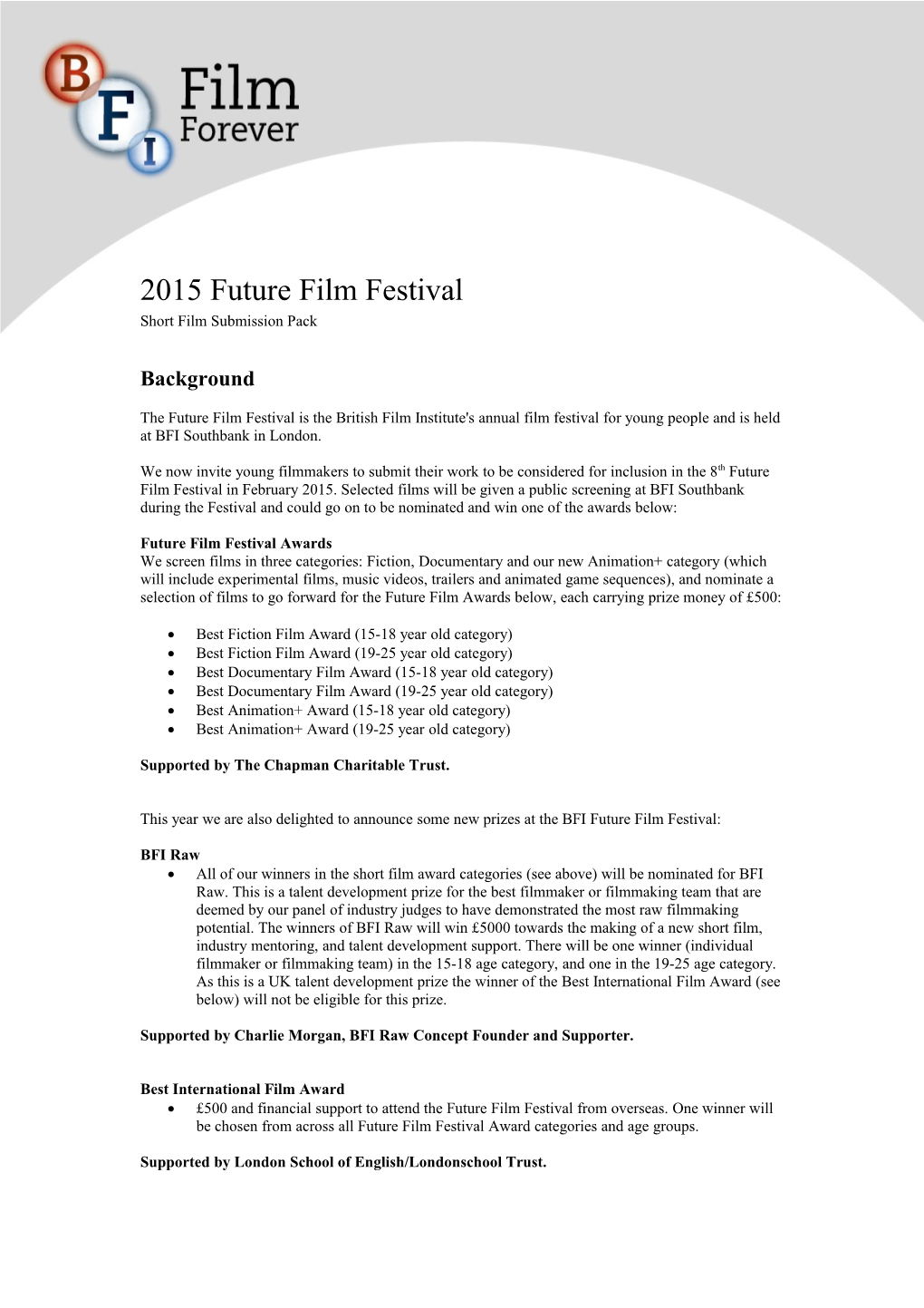 2015 Future Film Festival Short Film Submission Pack