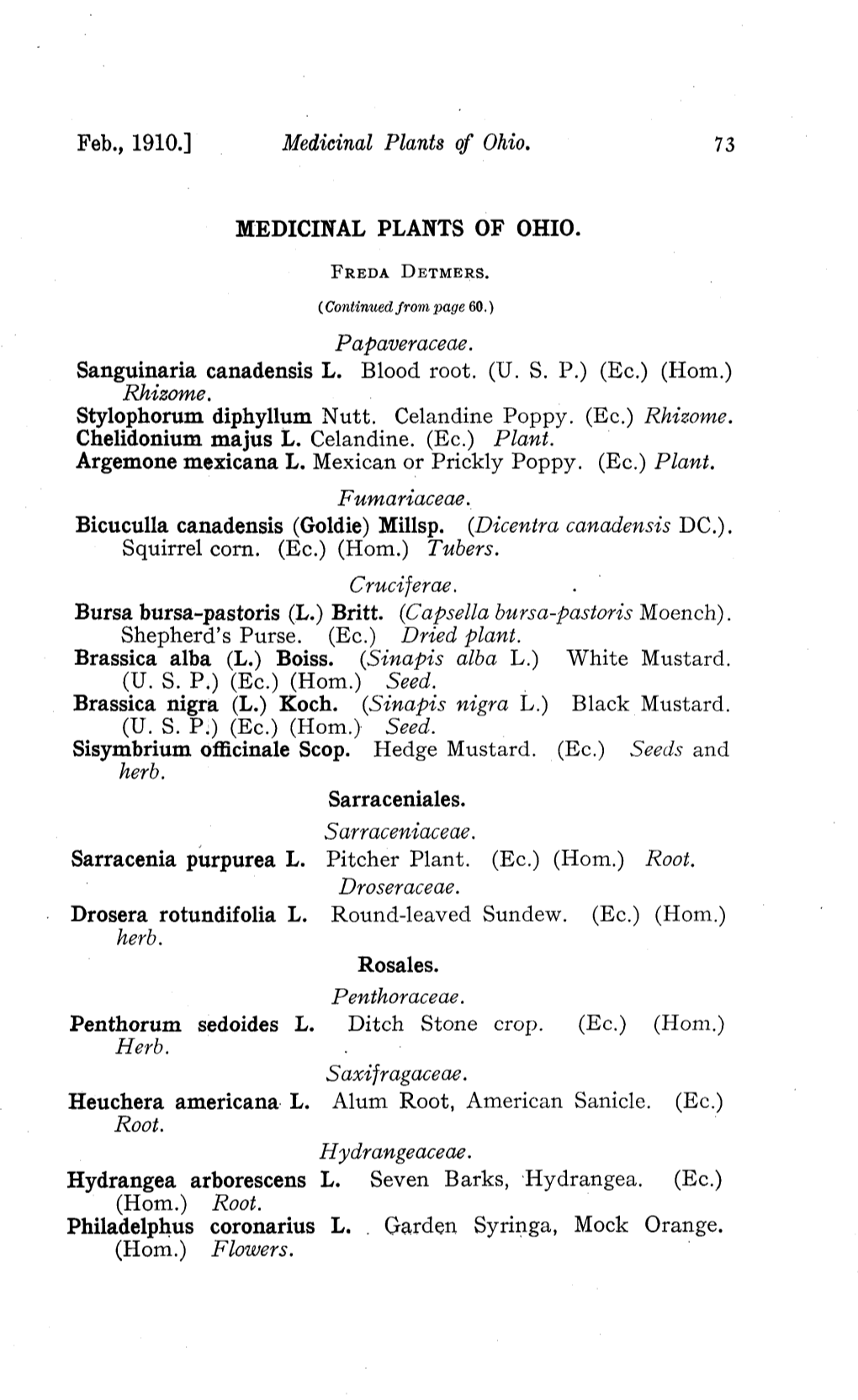 Medicinal Plants of Ohio