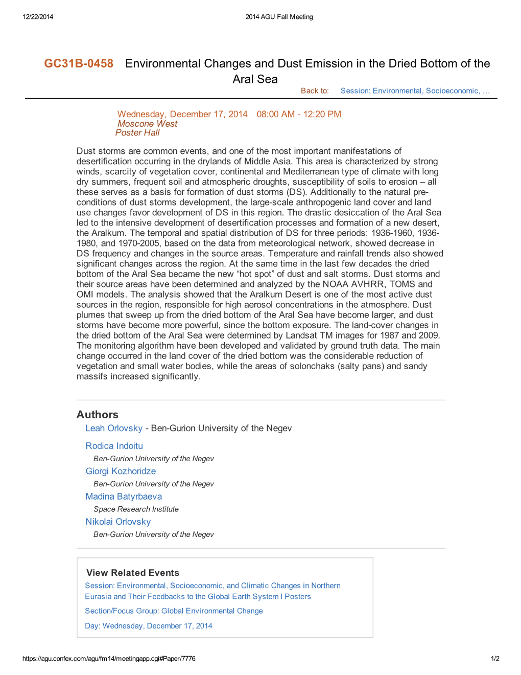 GC31B0458 Environmental Changes and Dust Emission in the Dried