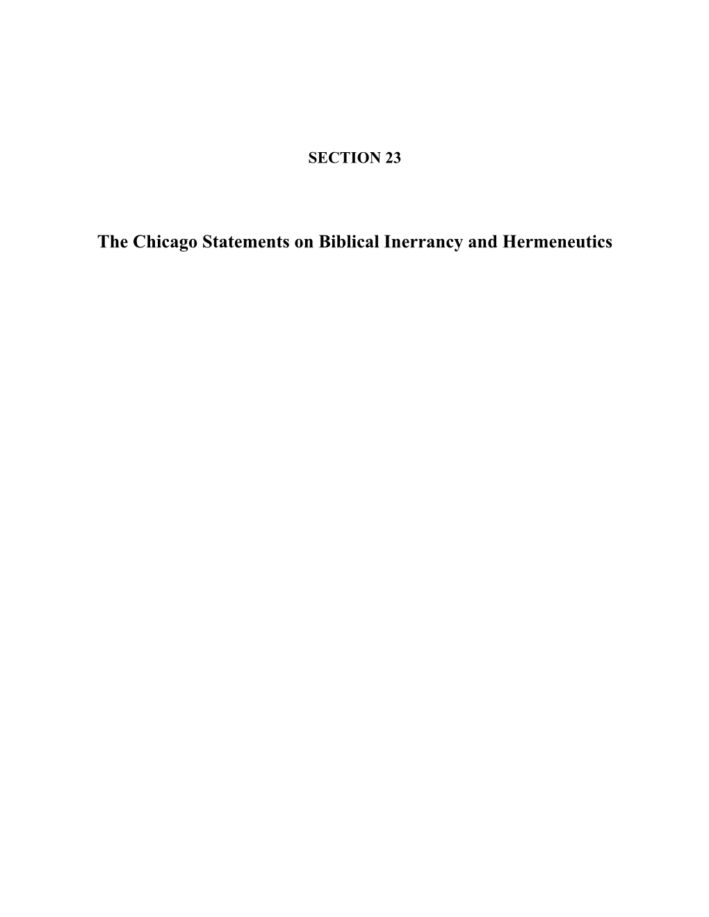 The Chicago Statement on Biblical Inerrancy