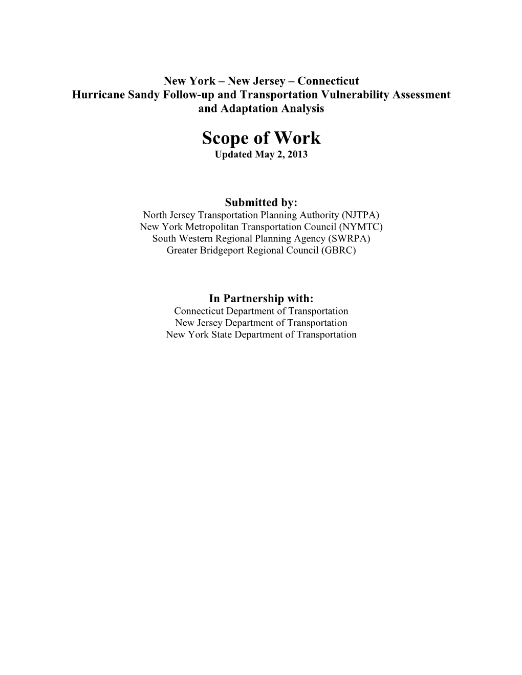 Scope of Work Updated May 2, 2013