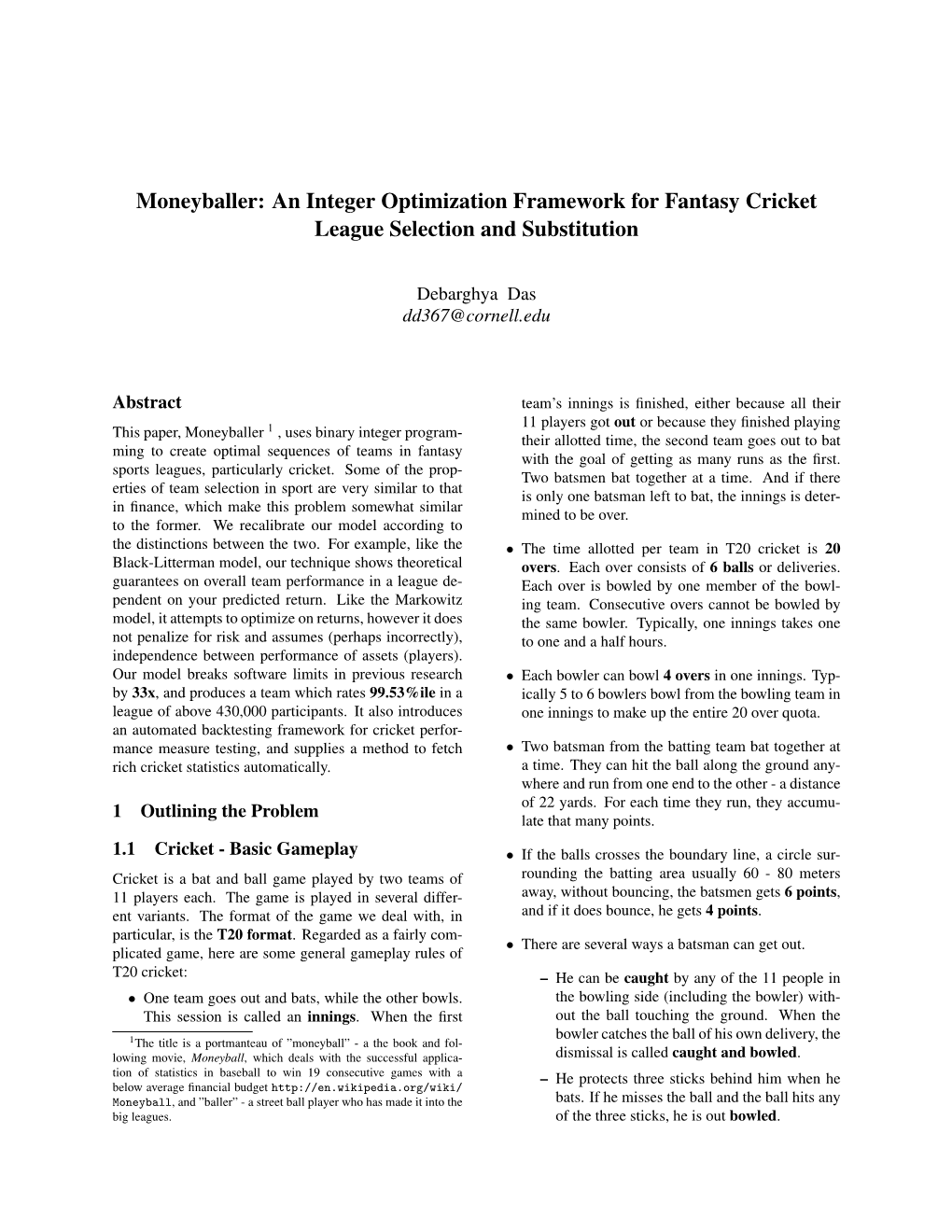 An Integer Optimization Framework for Fantasy Cricket League Selection and Substitution