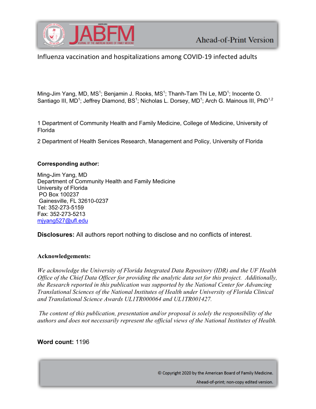 Influenza Vaccination and Hospitalizations Among COVID-19 Infected Adults