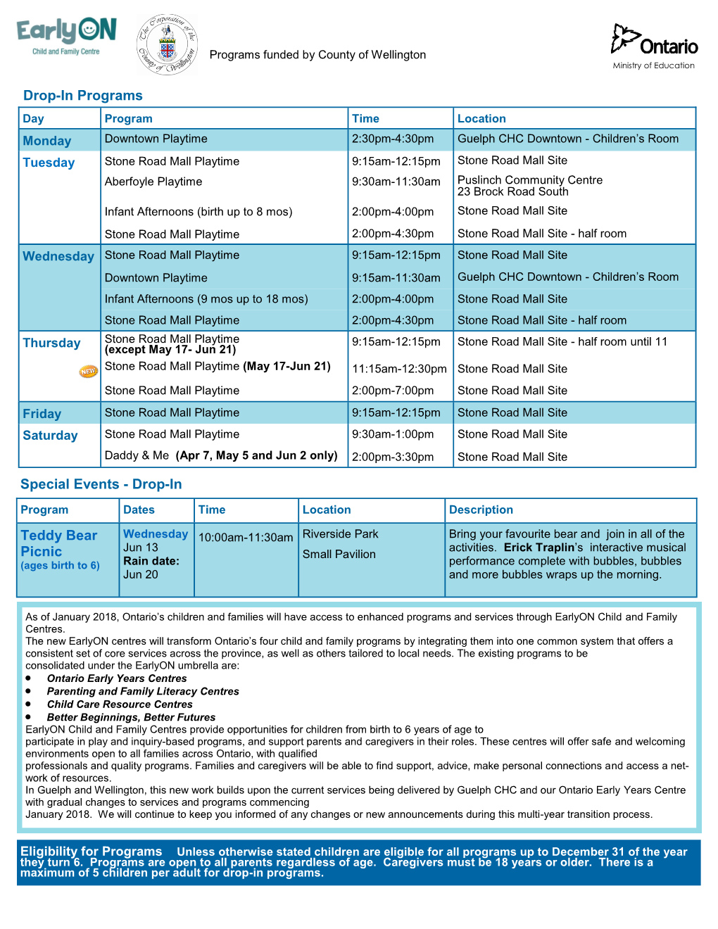 Teddy Bear Picnic Special Events